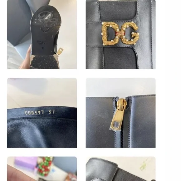AUTHENTIC DOLCE & GABBANA Stivali Amore DG Logo Knee High Boots Size 37 US 6.5 - Picture 14 of 15